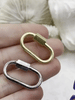 Image of Brass Carabiner Large Oval lock clasps. Matte Gold or Silver, Carabiner Screw Clasp, Carabiner Screw Pendant, Screw Connector Lock.Fast Ship