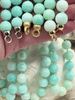 Image of Peruvian Turquoise Opal Hand Knotted Necklace, 17" , Round Stones 10mm, Gold, Matte Gold, Rhodium Finished Ends, Candy Necklace, Fast Ship