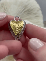 Brass Heart Charm/Pendants, Bicolor Heart Pendants, Heart Gold and Silver Plated, Plated Brass Charms, Heart Jewelry Pendant. Fast Ship