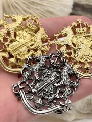 Brass Vintage Style Coat of Arms Pendant, High Quality Brass Pendants, 6 Finishes, Vintage, Lion Crown Shield Crest, 47mm x 41mm, Fast Ship