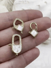 Image of Clear Micro Pave CZ Lobster Claw Clasps Shiny Gold with Clear Cubic Zirconia and Mother of Pearl. 3 styles/sizes, gold clasps, Fast Shipping