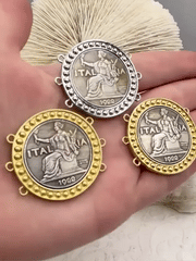 ITALIA Coin Pendant, Silver Coin Pendant, Italian 1 Lira Coin, 3 Bezel Colors,  Coin Bezel, Art Deco Coin, Replica Coin,Brass Coin,Fast Ship