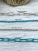 Image of Enamel Plated Light Medium Robin Egg Blue Paper Clip Chain, Enamel Box Chain, Matte Silver Paper Clip Chain & Ball Chain, 4 styles Fast Ship