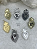 Image of Sacred Heart Pendant, Sacred Heart Charm, Love Charm, Religious Charm 7 finishes, 40mm x 24mm, 2mm thick, Plated Zinc Alloy Heart, Fast Ship