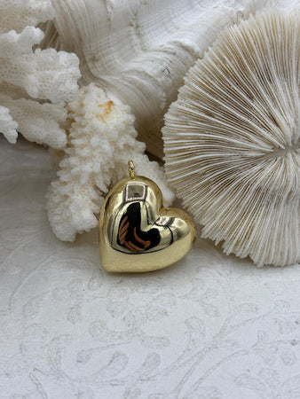 Brass Heart Charm/Pendants, Heart Pendants, Heart Gold or Silver Plated, 2 sizes, Plated Brass Charms, Small or Large. Fast Ship