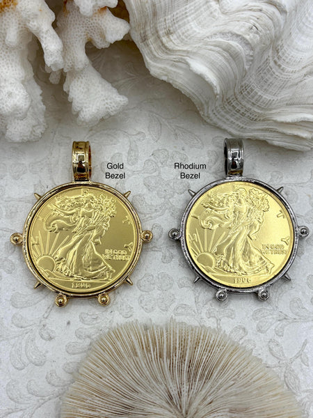 Reproduction Coin Pendant, Lady Liberty Gold Coin Pendant, Coin