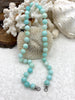 Image of Peruvian Turquoise Opal Hand Knotted Necklace, 17" , Round Stones 10mm, Gold, Matte Gold, Rhodium Finished Ends, Candy Necklace, Fast Ship