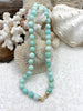Image of Peruvian Turquoise Opal Hand Knotted Necklace, 17" , Round Stones 10mm, Gold, Matte Gold, Rhodium Finished Ends, Candy Necklace, Fast Ship