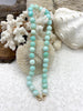 Image of Peruvian Turquoise Opal Hand Knotted Necklace, 17" , Round Stones 10mm, Gold, Matte Gold, Rhodium Finished Ends, Candy Necklace, Fast Ship