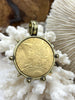 Image of Reproduction French Madagascar Medal Coin Pendant, Coin Bezel, French coin, Art Deco Coin, Gunmetal or Bronze Bezel, Gold Coin. Fast Ship