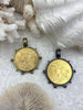 Image of Reproduction French Madagascar Medal Coin Pendant, Coin Bezel, French coin, Art Deco Coin, Gunmetal or Bronze Bezel, Gold Coin. Fast Ship