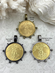 Reproduction French Commemorative Medal Coin Pendant, Coin Bezel, French coin, Art Deco Coin, Gold Coin, 3 bezel colors. Fast Ship