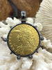 Image of Reproduction French Madagascar Medal Coin Pendant, Coin Bezel, French coin, Art Deco Coin, Gunmetal or Bronze Bezel, Gold Coin. Fast Ship