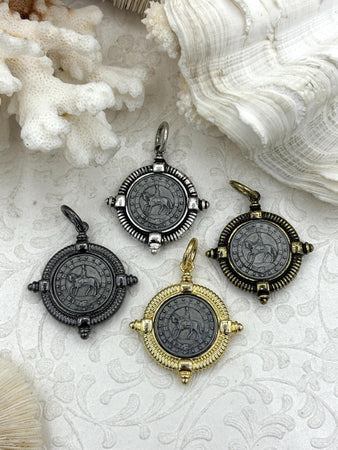 Horse Coin Reproduction, Horse Pendant, 4 Bezel Colors,Horse Coin, Equestrian Pendant, Equestrian Coins, Horse Coins, Horse Charms,Fast Ship