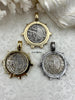 Image of Reproduction French Madagascar Medal Coin Pendant, 3 Bezel Colors, Silver Coin with Bezel, French coin, Art Deco Coin, Silver Coin.Fast Ship