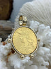 Image of Reproduction French Madagascar Medal Coin Pendant, Coin Bezel, French coin, Art Deco Coin, Gold Coin, 2 bezel colors. Fast Ship