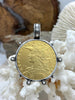 Image of Reproduction French Madagascar Medal Coin Pendant, Coin Bezel, French coin, Art Deco Coin, Gold Coin, 2 bezel colors. Fast Ship