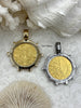 Image of Reproduction French Madagascar Medal Coin Pendant, Coin Bezel, French coin, Art Deco Coin, Gold Coin, 2 bezel colors. Fast Ship