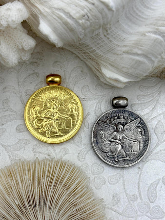 Reproduction Texas Independence Coin Pendant 30mm,Gold or Burnished Silver,Reproduction Coin Pendant with Bale, Texas Independence,Fast Ship
