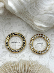 Zinc Alloy Spring Clasp with CZ, 25mm Clasp, Round Easy Open Spring Gate Clasp, Necklace Building, Round CZ Charm Holder, Fast Ship