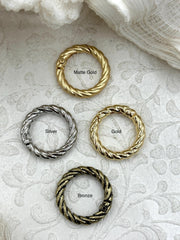 Zinc Alloy Spring Clasp, 24mm Clasp, Textured Round Easy Open Spring Gate Clasp, Necklace Building, Circle Ring, Charm Holder, Fast Ship