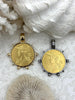 Image of Reproduction French Madagascar Medal Coin Pendant, Coin Bezel, French coin, Art Deco Coin, Gold Coin, 2 bezel colors. Fast Ship