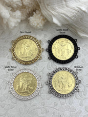 REGNE Gold Plated Coin, 3 Bezel Colors, French Reproduction Coin, Plated Brass and Zinc Alloy, Gold French Art Deco Coin, Fast Ship