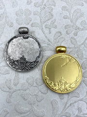 Reproduction Rabbit Coin Pendant 30mm, Gold or Burnished Silver, French Coin Pendant with Bale, Rabbit Coin, 2 Finishes, Fast Ship