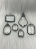 Image of Crystal Gunmetal Soldered Pendants and charms. Rectangle, Teardrop, Square, Round & Oval, Heart , 6 Styles to choose from. Fast Shipping