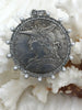 Image of Reproduction French Madagascar Medal Coin Pendant, Coin Bezel, French coin, Art Deco Coin, Antique Coin Bezel W/Pearls & CZ. Fast Ship