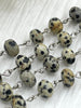 Image of DALMATION JASPER GEMSTONE 1 meter (39") Rosary Chain, Beaded Chain, Silver Wire, 6x8mm Rondelle beads. Fast Ship