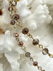 Image of Crystal Round Champagne Copper Rose Rosary faceted glass beads Beaded Chain 6mm and 4 mm Gold or Bronze, pin 1 Meter (39 ") Fast Ship