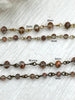 Image of Crystal Round Champagne Copper Rose Rosary faceted glass beads Beaded Chain 6mm and 4 mm Gold or Bronze, pin 1 Meter (39 ") Fast Ship