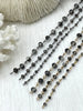 Image of Smokey Grey Crystal Rondelle Rosary Beaded Chain, 8mm and 6mm Faceted glass beads, Available with gold or gunmetal, pin 1 Meter (39 ")