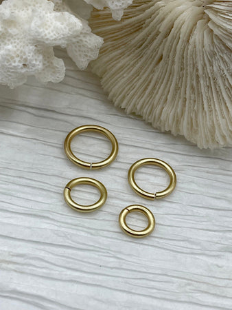 Jump Rings Matte Gold, 4mm, 6mm, 8mm, 10mm, or 12mm, PK of 10, Brass Jump Rings, OPEN Ring, Heavy 15 GA (1.8mm) Jump Rings, Fast Ship