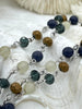 Image of Gemstone Crystal mix Rosary Faceted Blue Agate with Mixed Crystal Shapes, Crystal Beaded Chain 6mmBeads,Silver pin, 1 Meter (39 ") Fast Ship