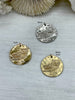Image of Brass Owl Pendant, Gold plating, Rhodium or Matte Gold. Owl Charm, Bird Charm, Owl Coin Charm, Coin Charms Fast Ship