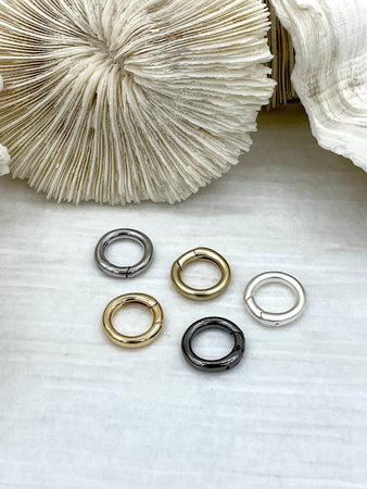 Brass Spring Clasp, Round, Easy Open Spring Gate, Gate Clasp, Necklace Building Extender.Circle Ring, Charm Holder, Gold, FastShip WHOLESALE