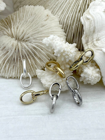 Combo Brass Bale with Brass Spring Clasp, Double Oval Easy Open Spring Gate, Gate Clasp, Necklace Extender, Charm Holder, 6 Color, Fast Ship