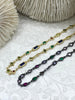 Image of Colorful Cubic Zirconia Chains, Gold or Gunmetal Plated Brass Chain, Multicolor CZ, Sold By the Foot, Fast Ship