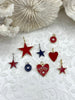 Image of Red or Navy Enamel Star Charms, Silver or Gold Plated Brass, 8 styles, Cubic Zirconia, Brass, and Enamel Charms. Fast Ship