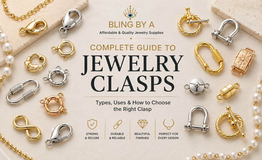 Complete guide to jewelry clasps including lobster, spring gate, toggle, carabiner, screw and shackle clasps