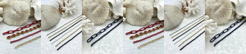 Box chain for jewelry making in gold and silver tone finishes