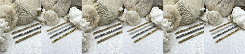 Braided wheat chain for jewelry making in gold and silver tone finishes