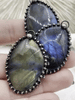 Image of AA Labradorite Pendants with Textured Burnished Silver and CZ Soldered Bezel. Variety of sizes and stones, all unique. Fast Ship