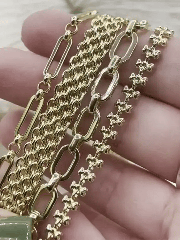 Gold Plated Stainless Steel Multilink Textured Chains, 4 styles, Handmade Chains, Stainless Steel HIGH QUALITY, Sold by the ft. Fast Ship