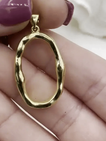 High Quality Brass Charm, Oval Charm, Open Oval Charms, Textured O Pendant, Gold plating with bale, Fast Ship
