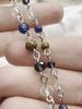 Image of Gemstone Crystal mix Rosary Blue Agate with Mixed Crystal Shapes, Crystal Beaded Chain 6mm or 4mm Silver, pin 1 Meter (39 ") Fast Ship