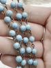Image of Turquoise Howlite Rosary Chain, Bronze wire links, 6mm or 8mm round stone beaded chain 1 Meter (39 inches) Fast Ship