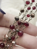 Image of Gemstone Crystal mix Rosary Faceted Red Agate w/Mixed Crystal Shapes,Crystal Beaded Chain 4mm or 6mm Beads, Bronze pin 1 Meter(39")Fast Ship